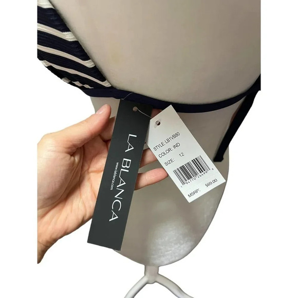 LA BLANCA Capri Banded Triangle Bikini Top In Indigo - Picture 4 of 5